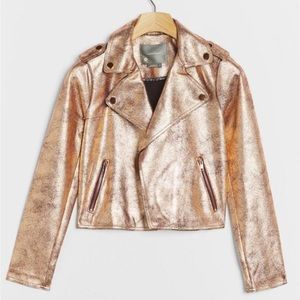 Anthropologie Rose Gold Moto Jacket